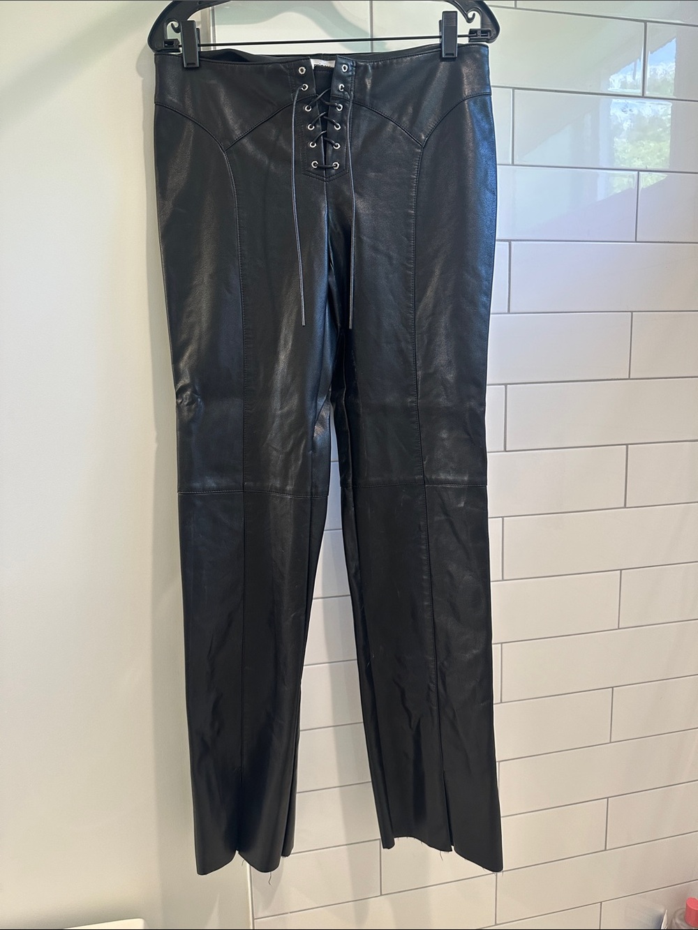 Miaou Element Black Lace-Up Faux Leather Pants Size L